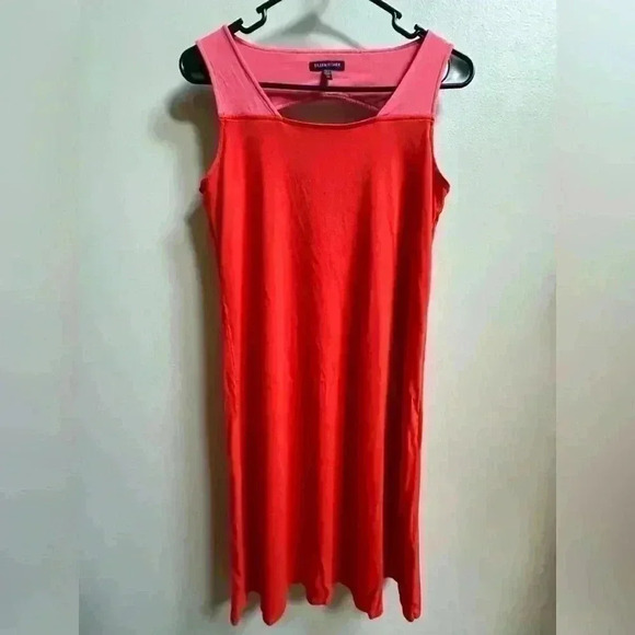 LIKE NEW | Eileen Fisher Firefly Peony Colorblock Cutout Jersey Dress Women’s XS - Picture 1 of 5